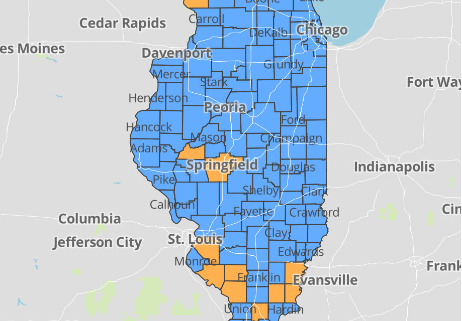 Eleven Illinois counties moved to ‘warning’ level for COVID-19