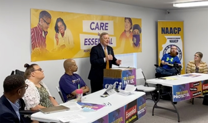 Durbin joins call for increased funding for home care workers